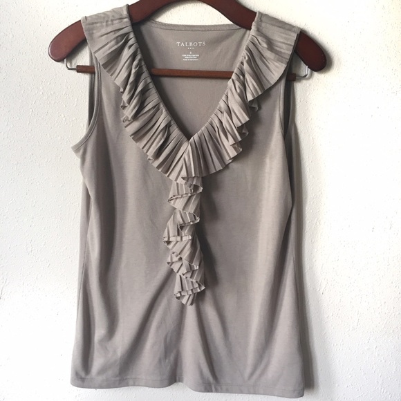 Talbots Tan fringe sleeveless  top