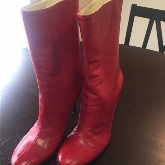 Women Charles David red calf high boots
