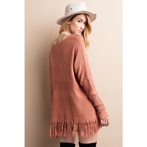 Sweaters - Cinnamon Knit Fringe Sweater Tunic Sweaters - Cinnamon Knit Fringe Sweater Tunic