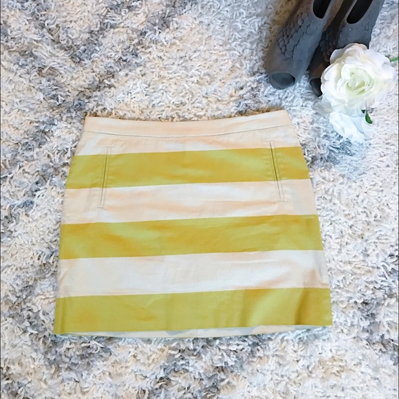 J. Crew Dresses & Skirts - 💕SALE💕 J.Crew Yellow & Cream Stripped Mini Skirt