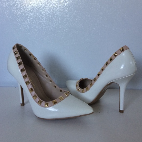 White Studded Heels