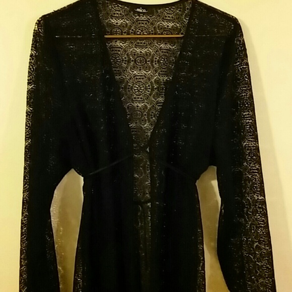 Black Lace Maxi Kimono/Beach Cover-up