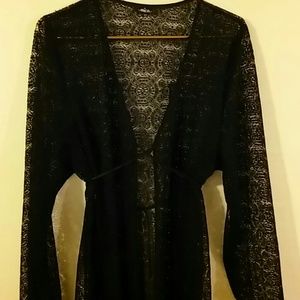 Black Lace Maxi Kimono/Beach Cover-up