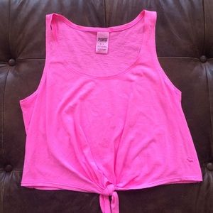 PINK brand neon pink tied crop top