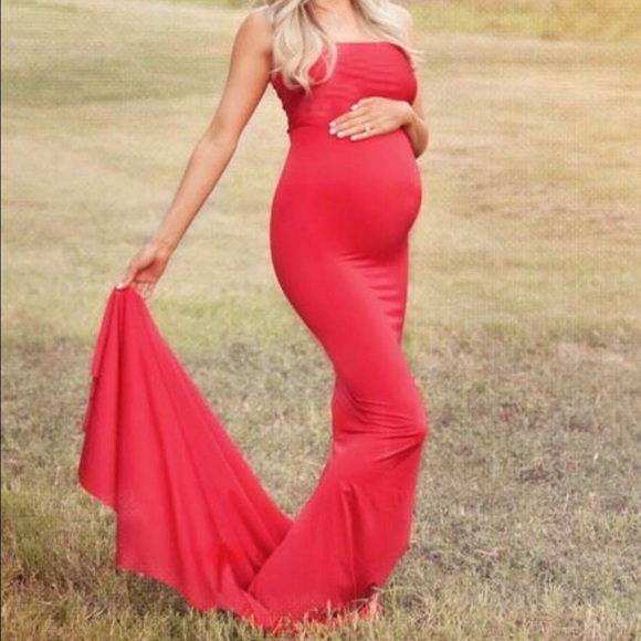 Red Maternity Dress Gown