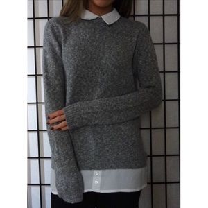 Grey Sweater with White Blouse from Primark