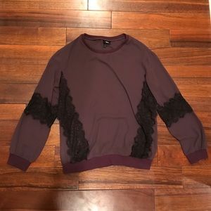 Plum Crew Neck with Lace Cut Outs