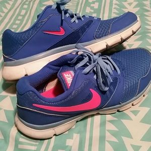 Blue and hot pink nike shoes