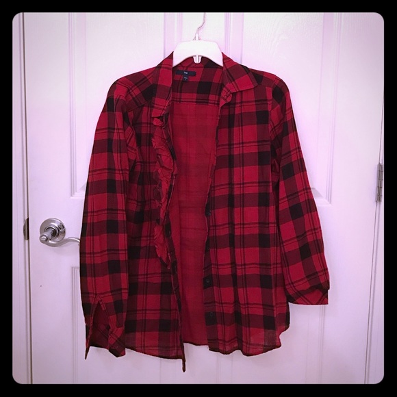Gap Plaid Flannel with Ruffles