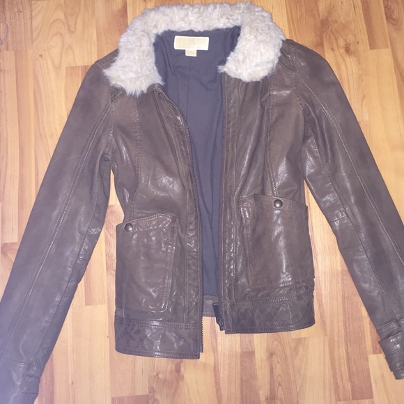 Michael Kors brown leather jacket