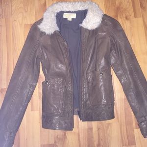 Michael Kors brown leather jacket