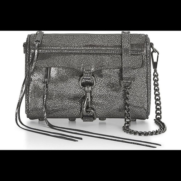 Rebecca Minkoff Silver Caviar Mini MAC Crossbody