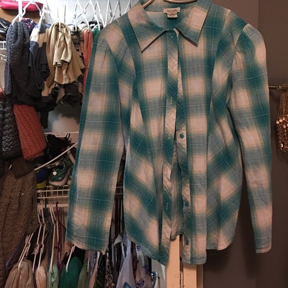 LoveRocks blue plaid button down