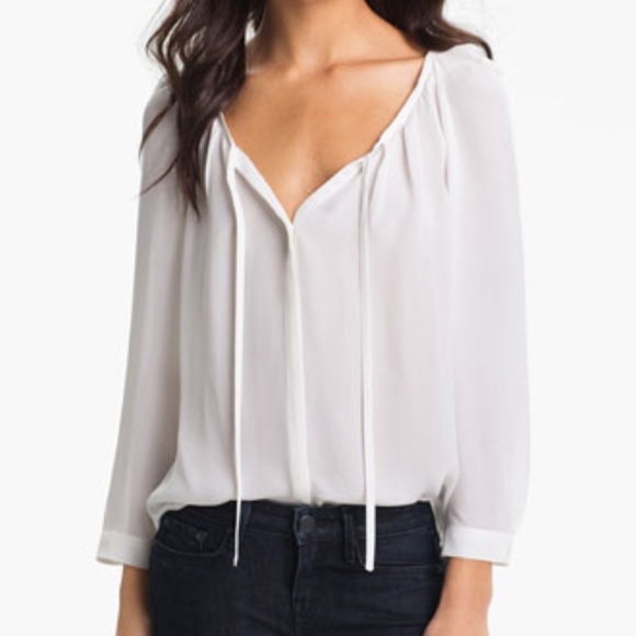 JOIE 100% silk Devin blouse. White. XS. Like new!