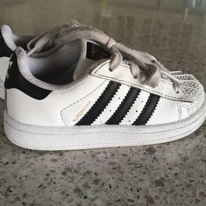 Toddler Adidas Black and White Superstar Shoes
