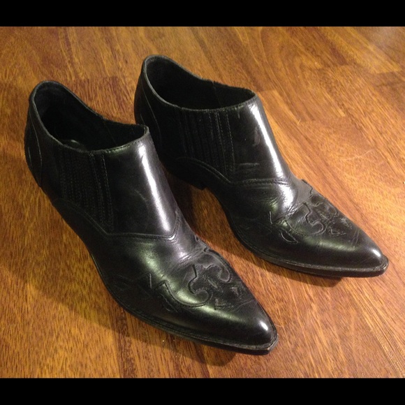 Vintage cowboy western ankle boots leather