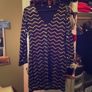Black and Gold chevron sequined dress
