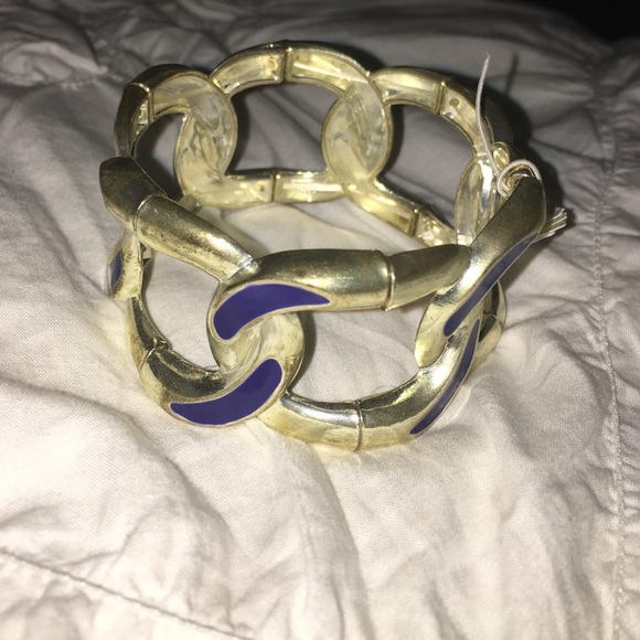 Silver and blue bangle