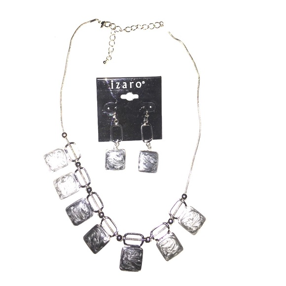 Gray/ silver earring and necklace set