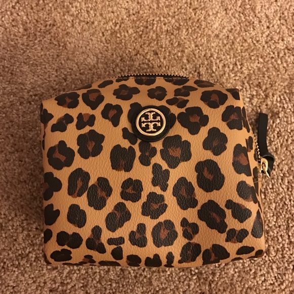 Tory Butch cheetah print cosmetic bag
