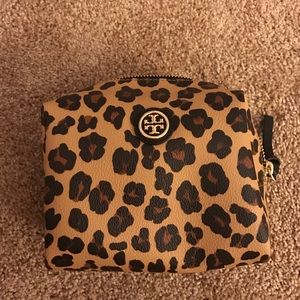 Tory Butch cheetah print cosmetic bag