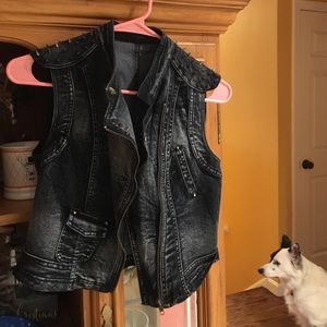Studded jean vest