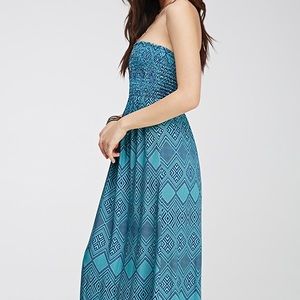 Forever 21 Blue Tribal Print Maxi Dress