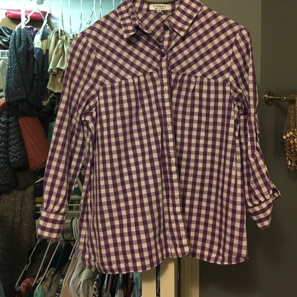 J Honey purple plaid button down