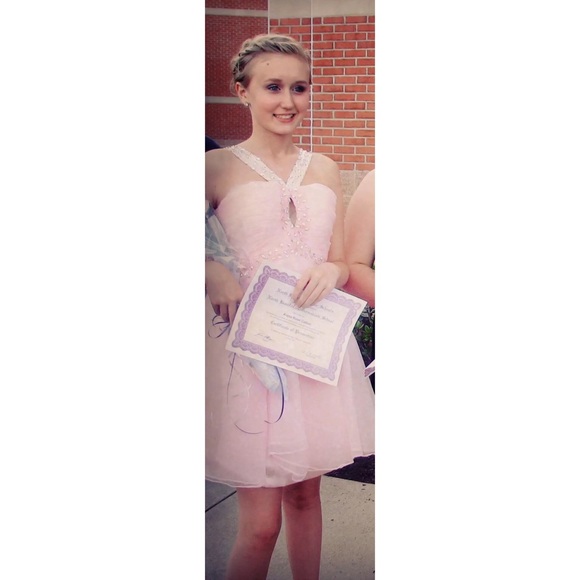 Short Pink Prom/Formal Dress with Rhinestones