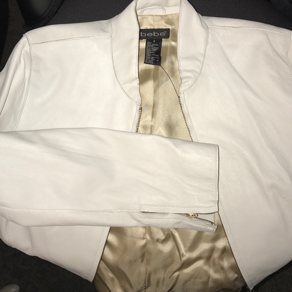 Bebe cropped leather jacket