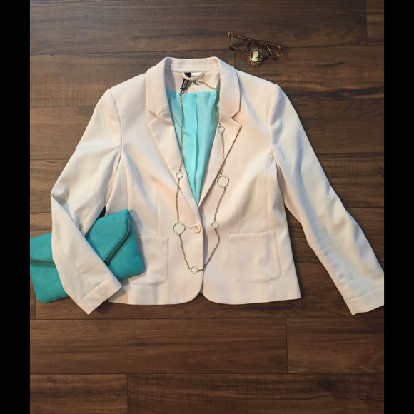 Creme and teal blazer