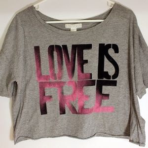 "love is free" crop top