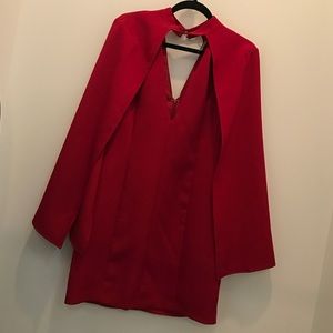 Red cape cocktail dress