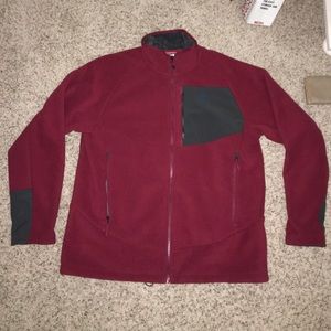 Red Fleece and Faux Fur North Face Coat