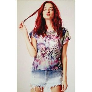 3/$30 LF Cheetah Animal Photo Print Top Tee
