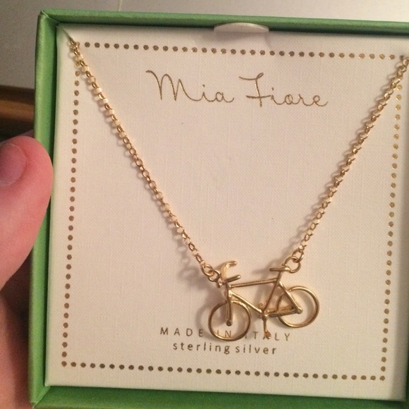 Gold bicycle necklace