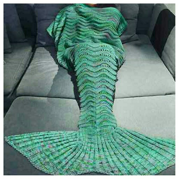 Handmade Crochet Knitted Wave Pattern Mermaid Tail