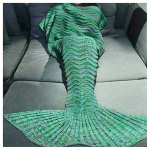 Handmade Crochet Knitted Wave Pattern Mermaid Tail