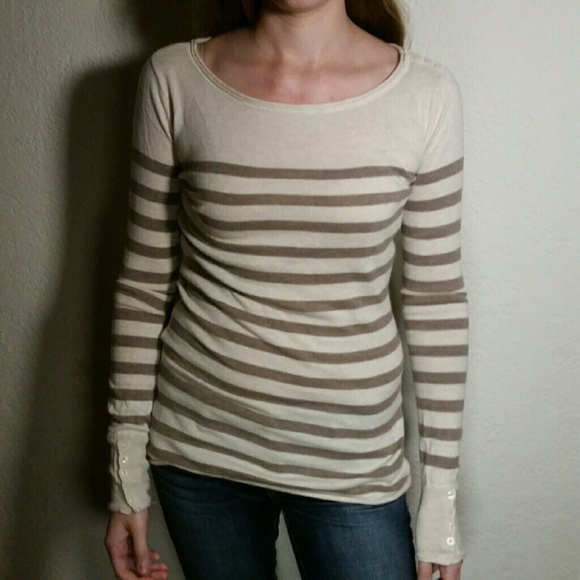 Brown and Tan Striped Top