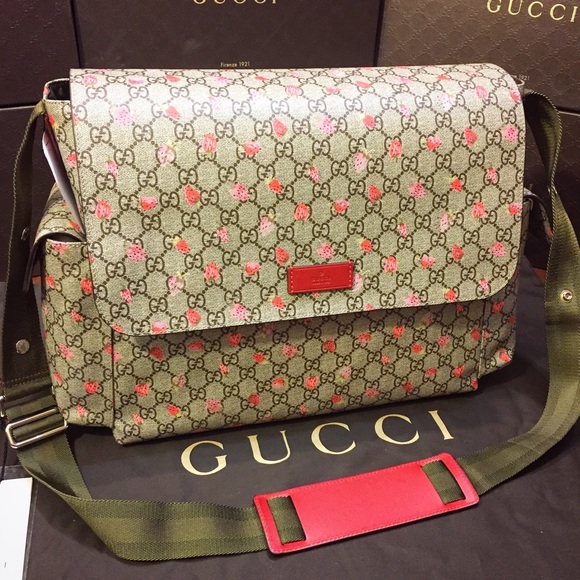 Gucci Baby Diaper Bag Wild Strawberry GG Supreme