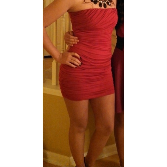 Red Mini Body Con Dress - Picture 2 of 3
