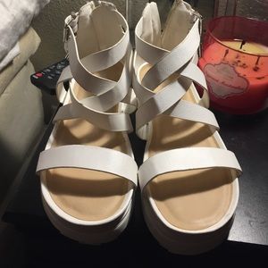 White platform sandals