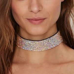 Silver rhinestone choker