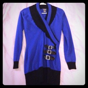 Black and Blue V-neck Sweater