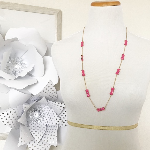 Kate Spade Take a Bow Scatter Necklace in Pink - Picture 2 of 4