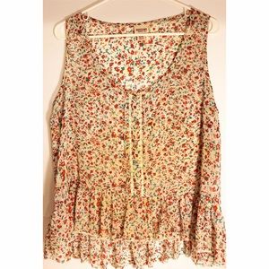 high-low floral chiffon tank