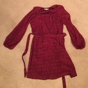 Maroon open long sleeve dress