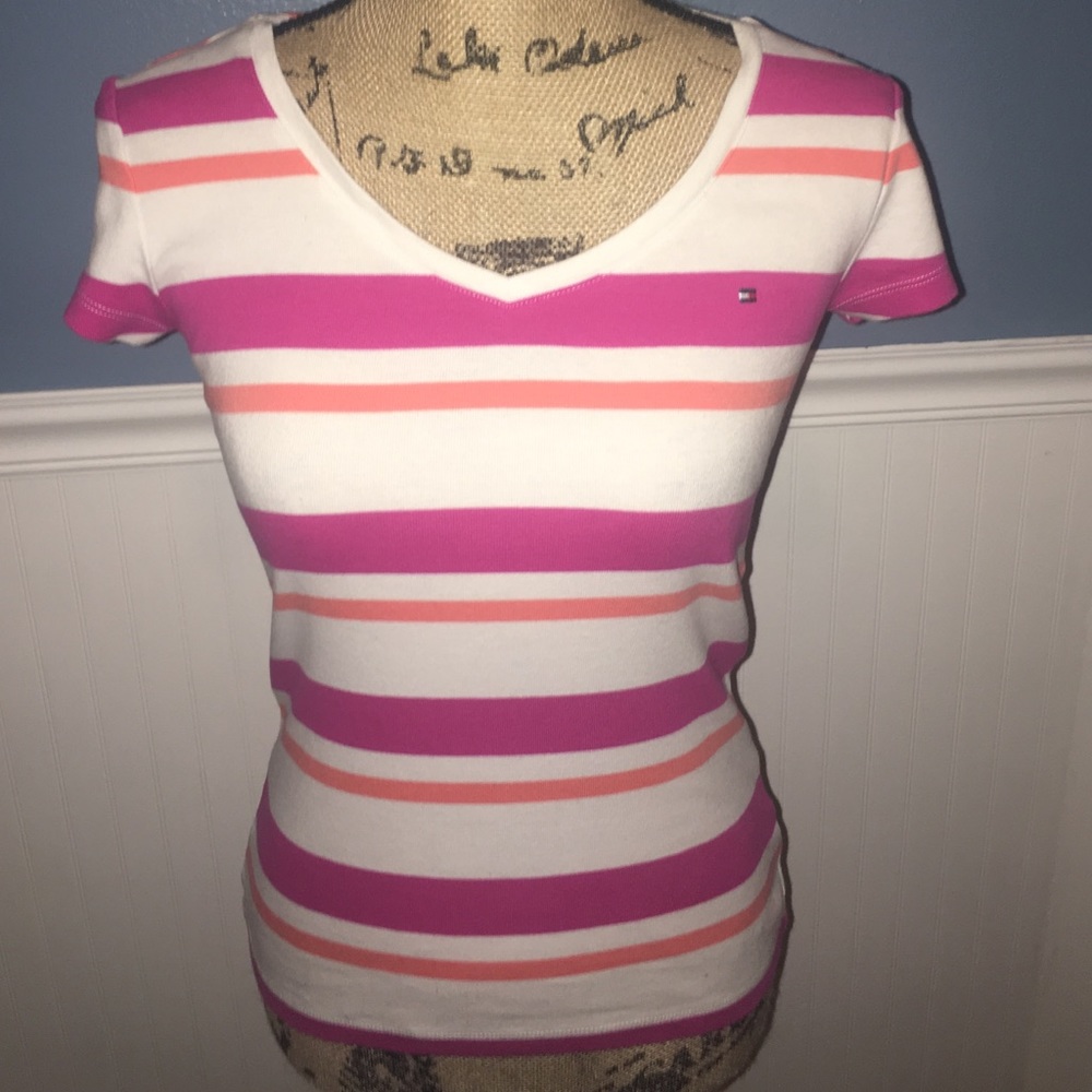 Tommy Hilfiger V neck striped shirt