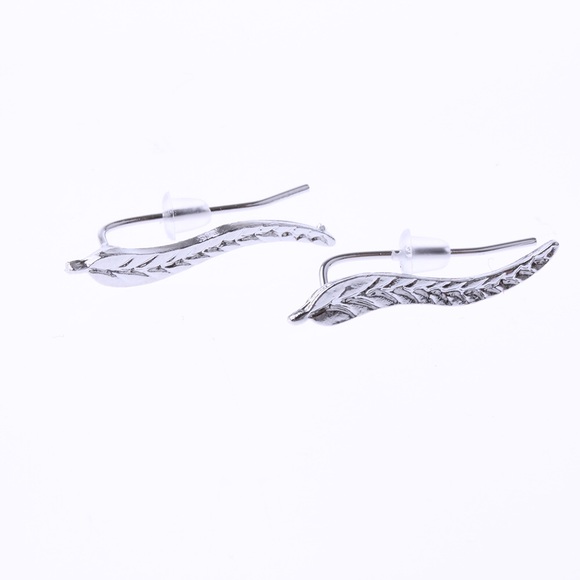 Ear Climber Leaf Earrings - Picture 4 of 4