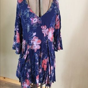 Free People Navy Floral Pocket Dress